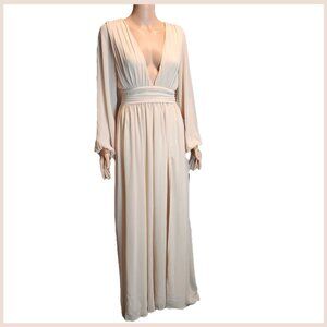 Love By Design Iris Plunge Neck Long Sleeve Maxi Dress NWT Blush Small